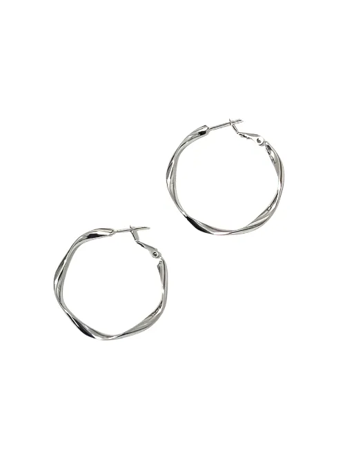 Silver Twisted Hoops