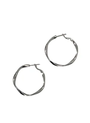 Silver Twisted Hoops