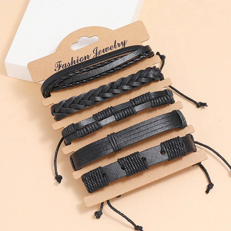 Simple Braided Black Leather Bracelet