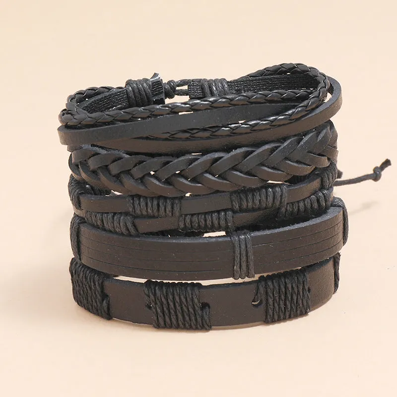 Simple Braided Black Leather Bracelet