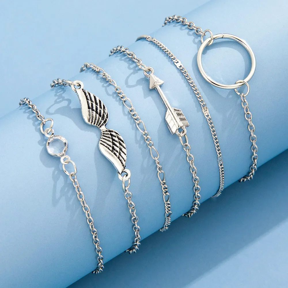 Simple Patterned Wing Arrow Chain Bracelet