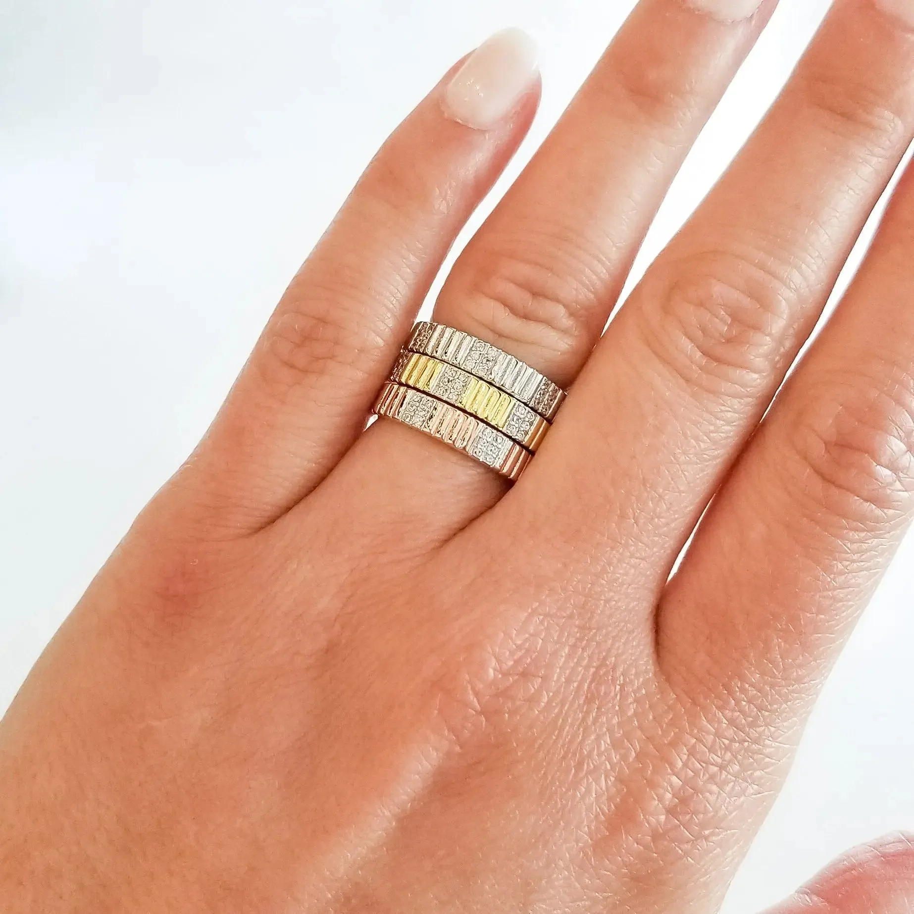 Sleek Tri-Color 3-Stack Ring