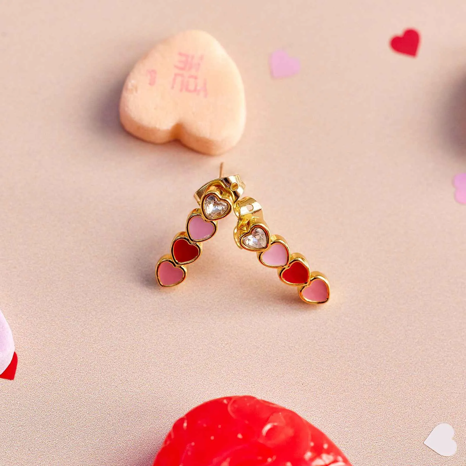 Smitten Enamel Heart Drop Earrings