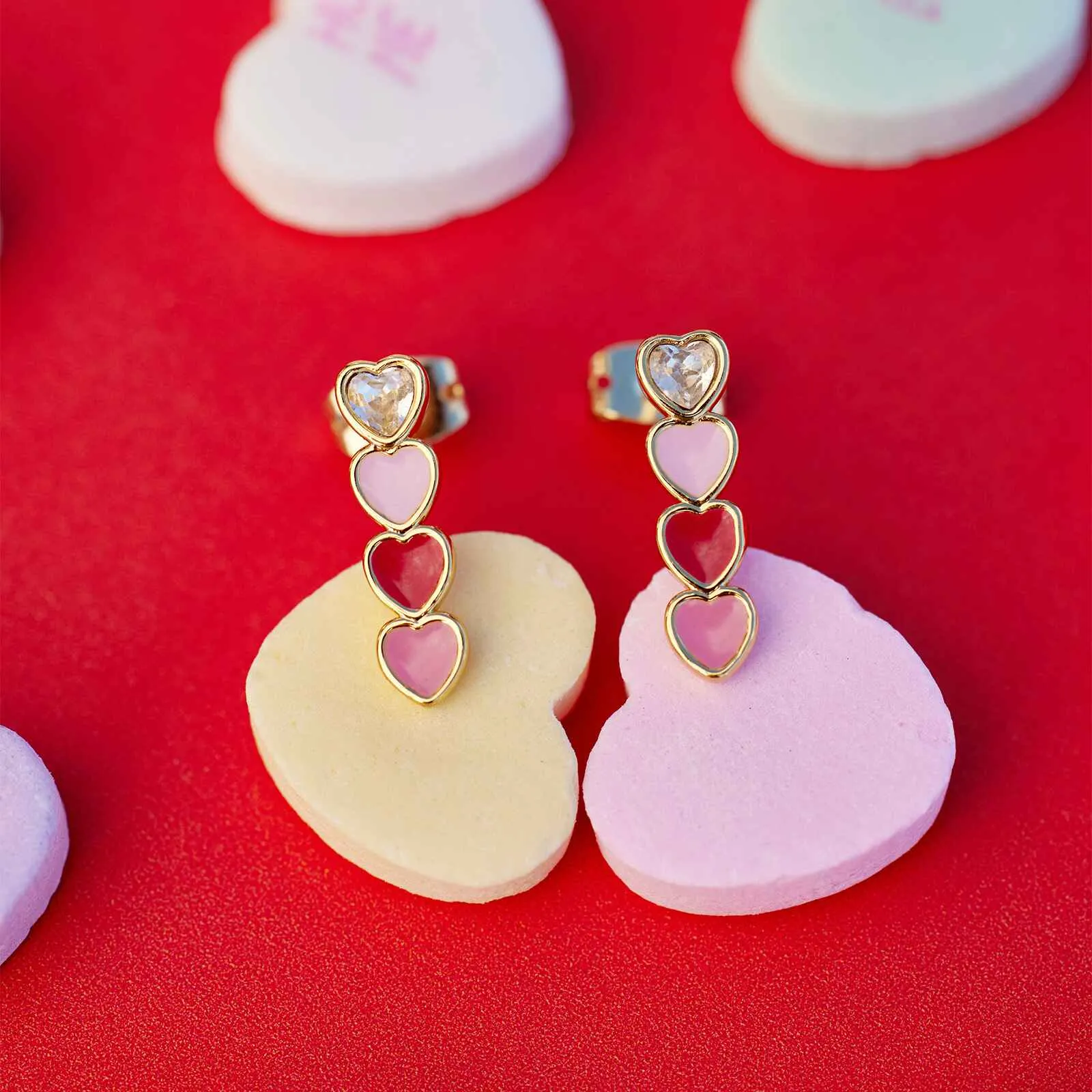 Smitten Enamel Heart Drop Earrings