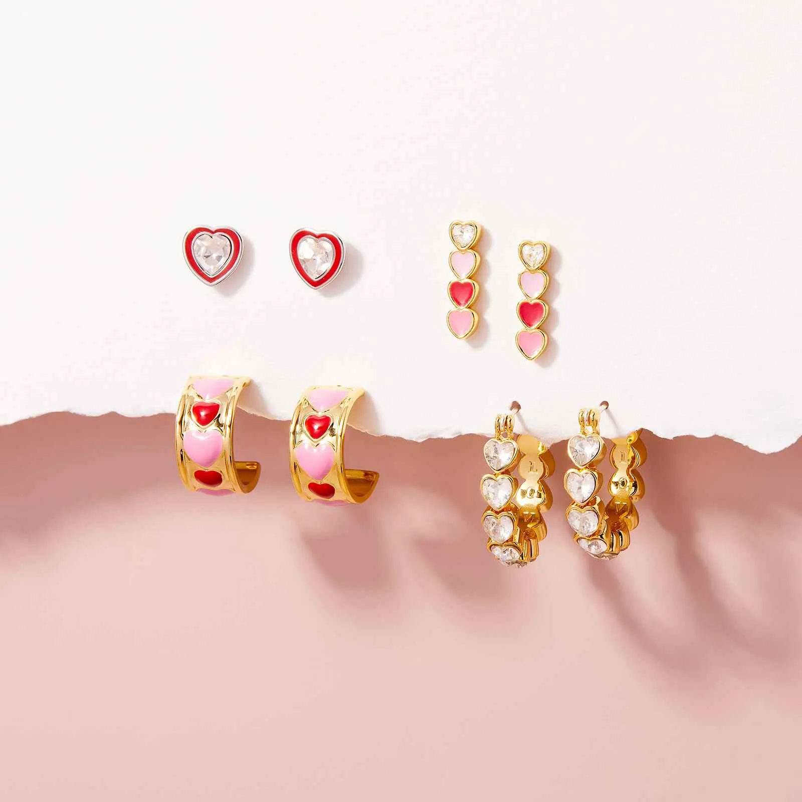 Smitten Enamel Heart Drop Earrings