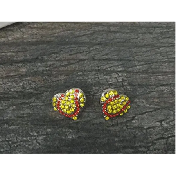 Softball Heart Rhinestone Earrings