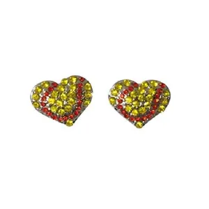 Softball Heart Rhinestone Earrings