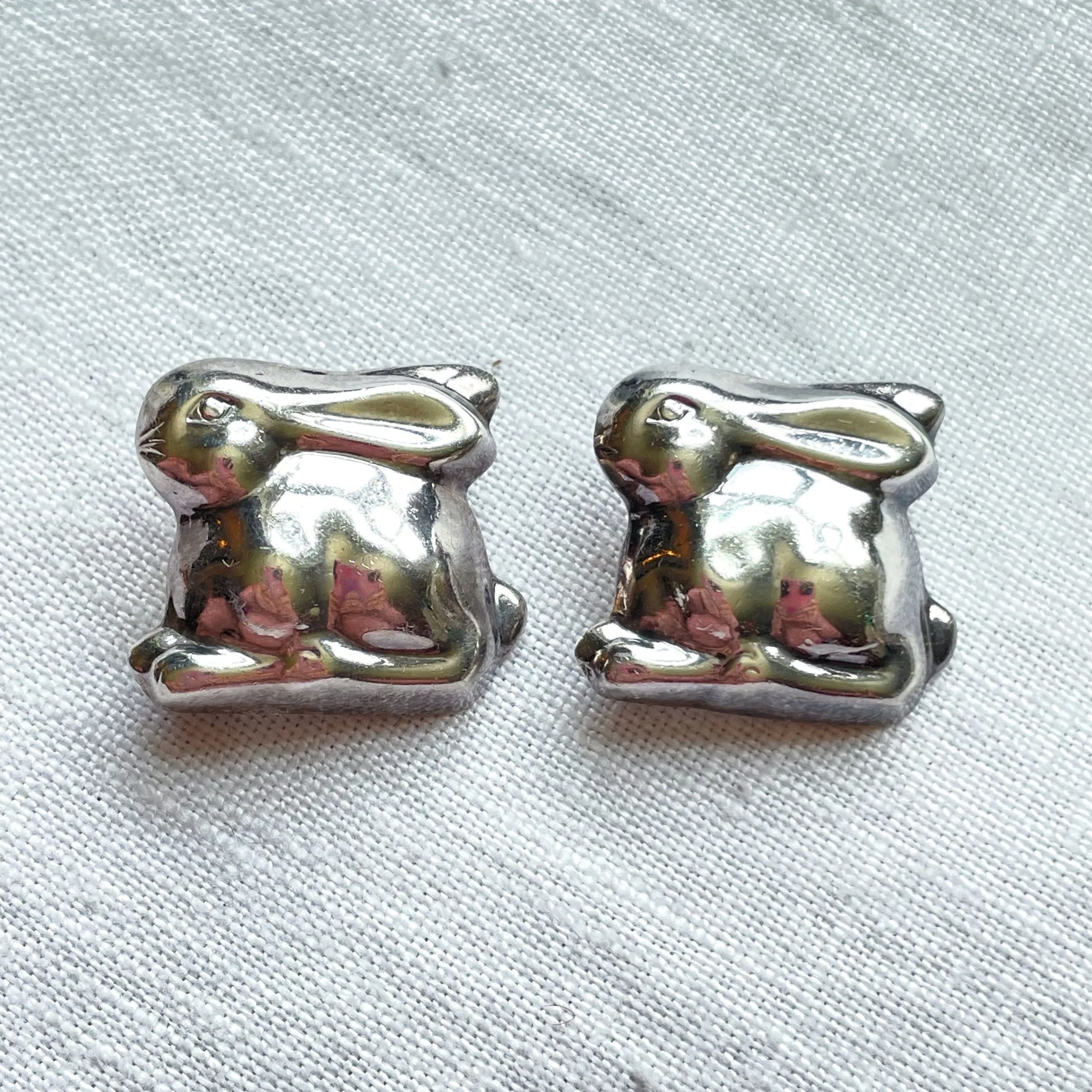 SOLD Super Cute Pair 925 Silver Rabbit Brooches