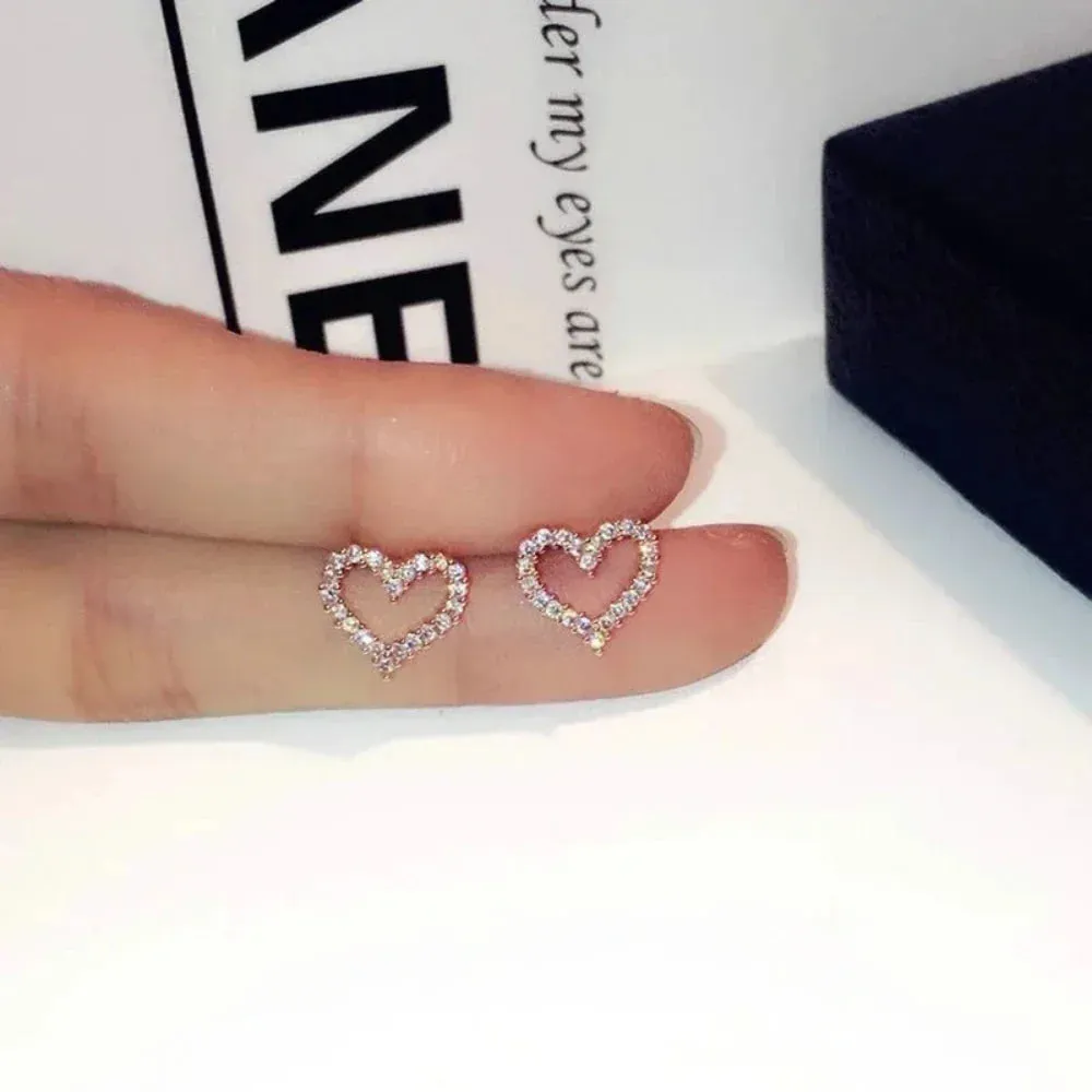 Sparkly Heart Stud Earrings