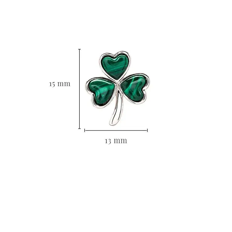 Sterling Silver Malachite Celtic Shamrock Earrings