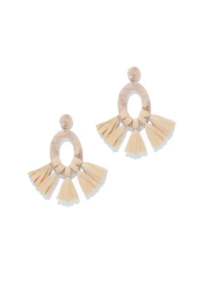 Tassel-Accent Oval Drop Earring