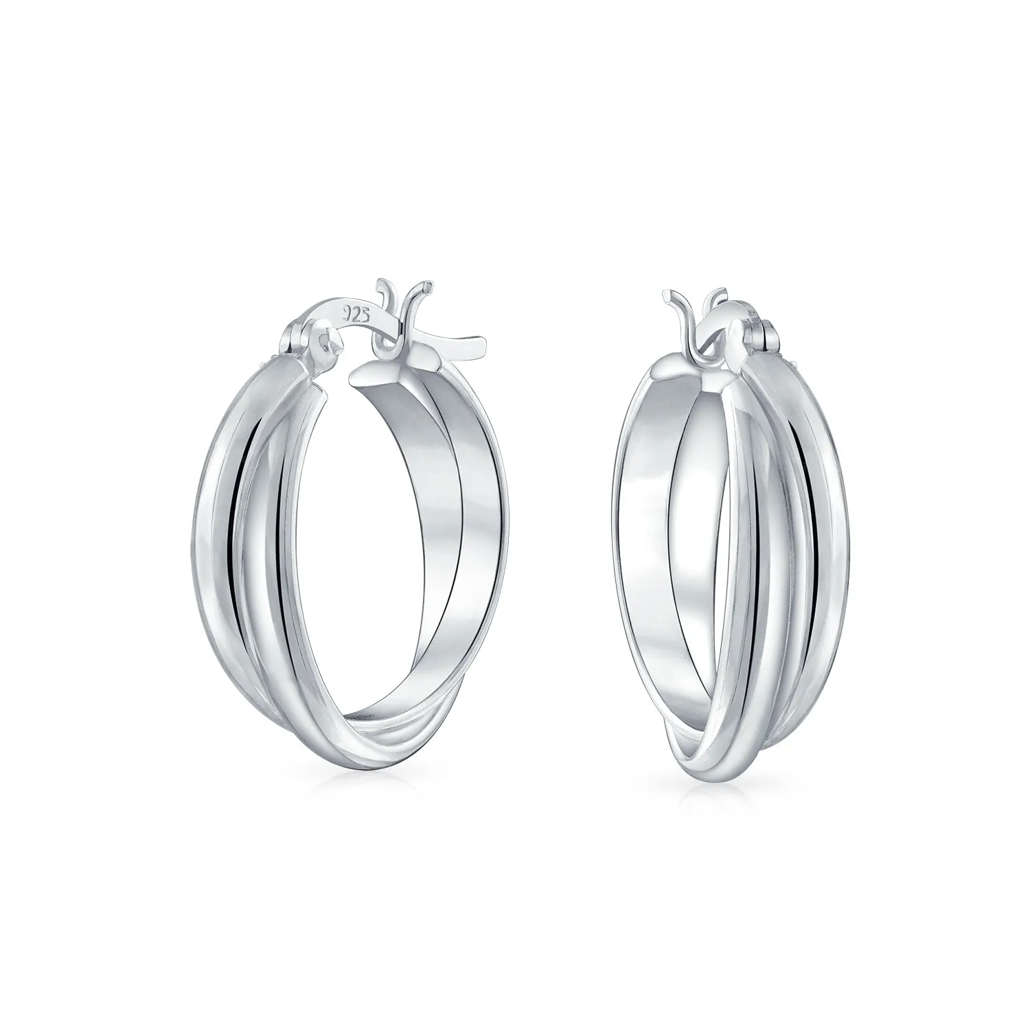 Timeless Slender Wire Rope Hoop Huggie Earrings Sterling Silver .85 Inch Diameter