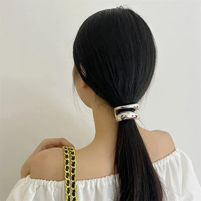 VAIGE Elegant Dual-Head Metal Hair Bands - Crystal Accents in Gold and Silver