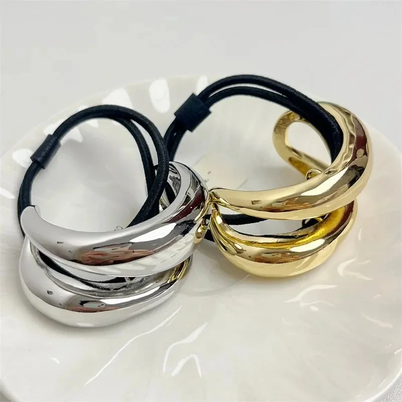 VAIGE Elegant Dual-Head Metal Hair Bands - Crystal Accents in Gold and Silver