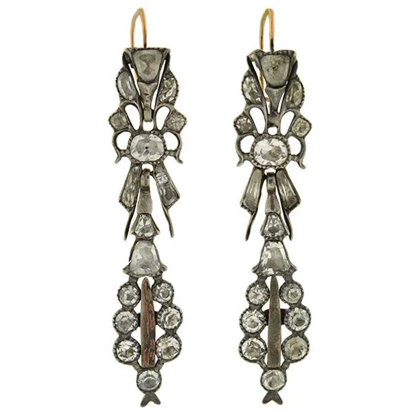 Victorian Dramatic Silver & French Paste Foil Back Earrings