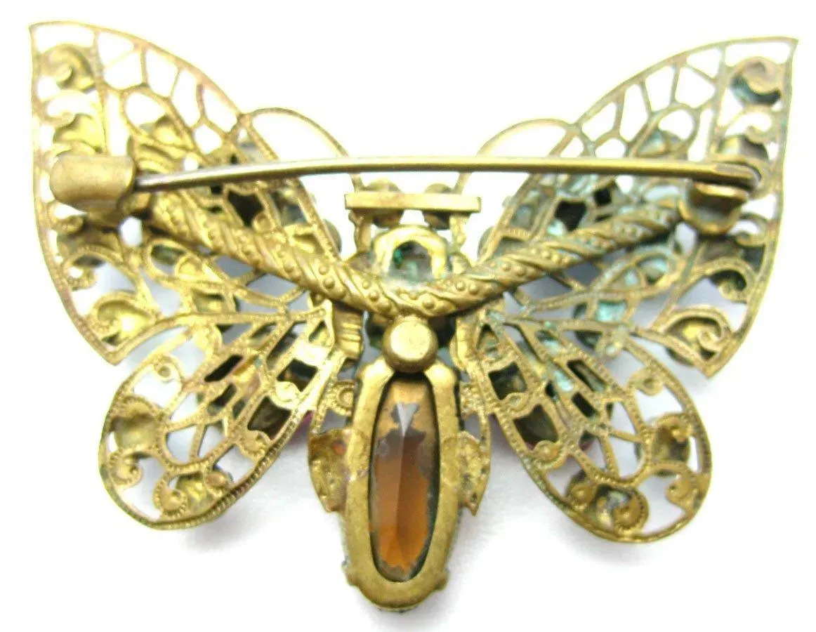 Vintage 1930s Multicoloured Butterfly Brooch