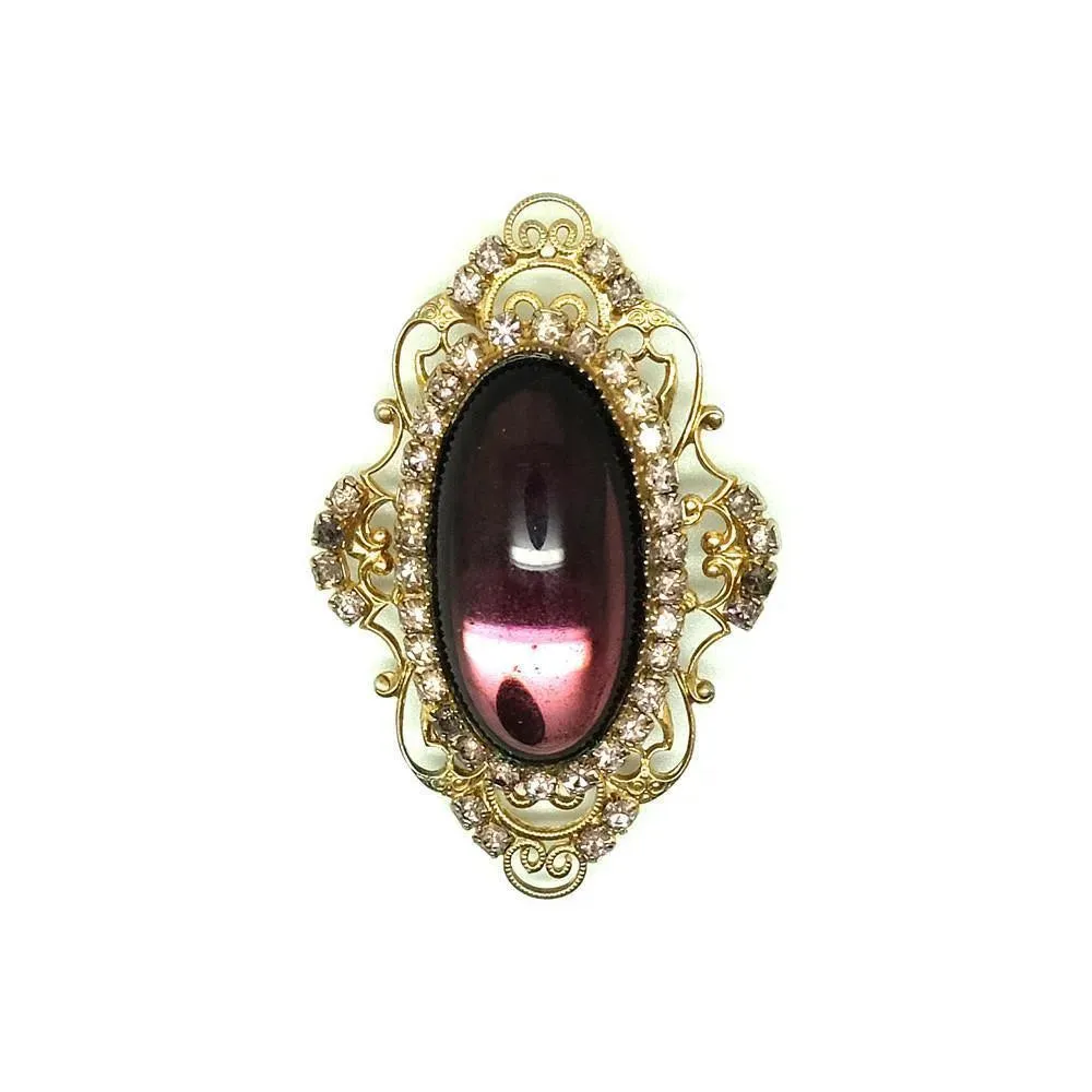 Vintage 1950's Amethyst Glass Brooch