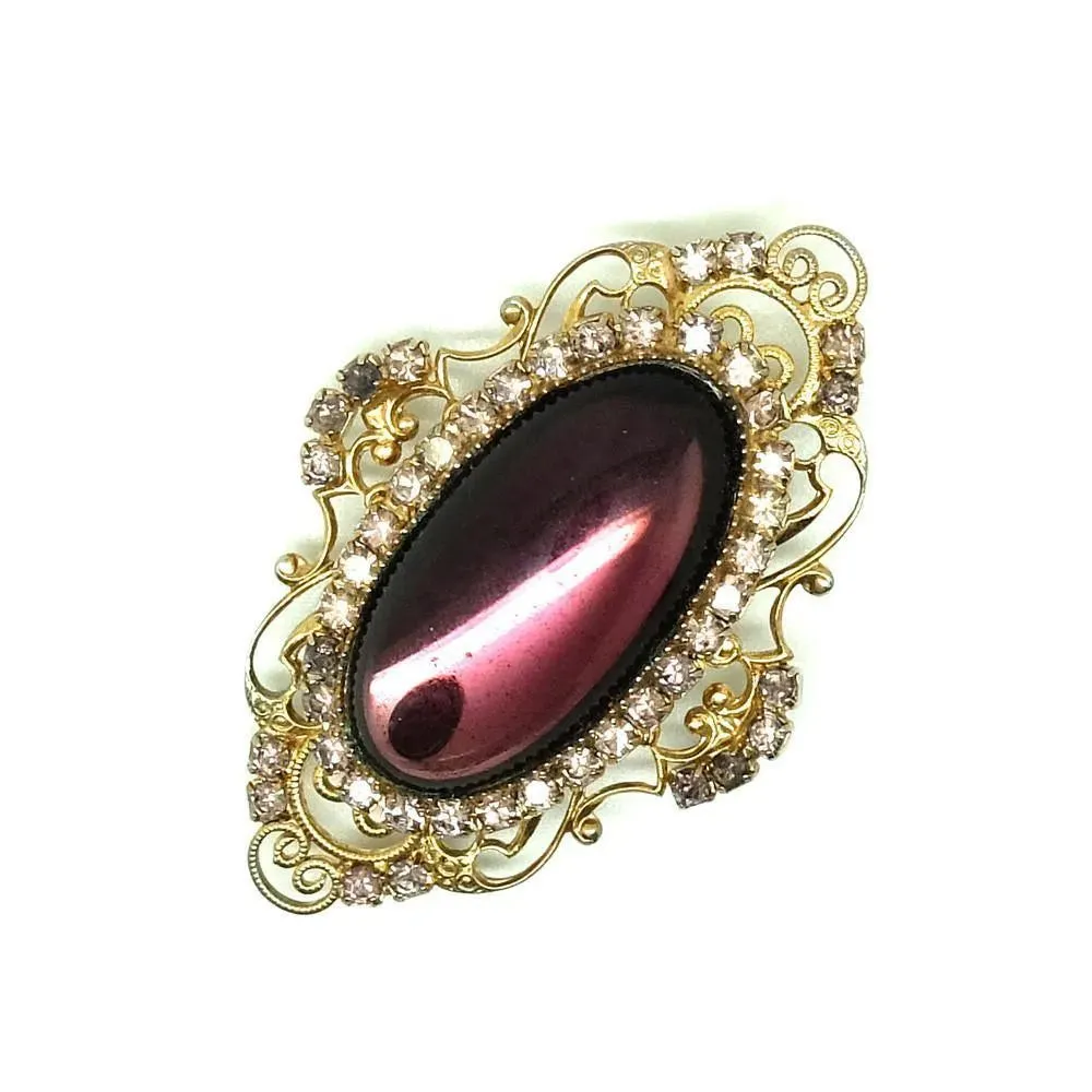 Vintage 1950's Amethyst Glass Brooch