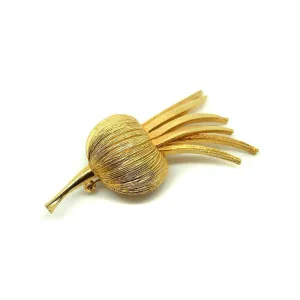 Vintage 1960s Designer Corocraft Gold Flower Brooch