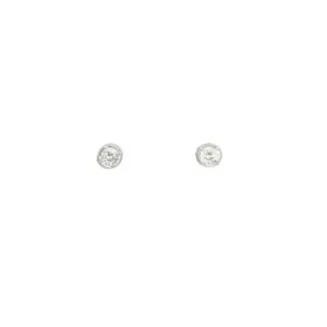 White Topaz Solitaire Studs in Silver