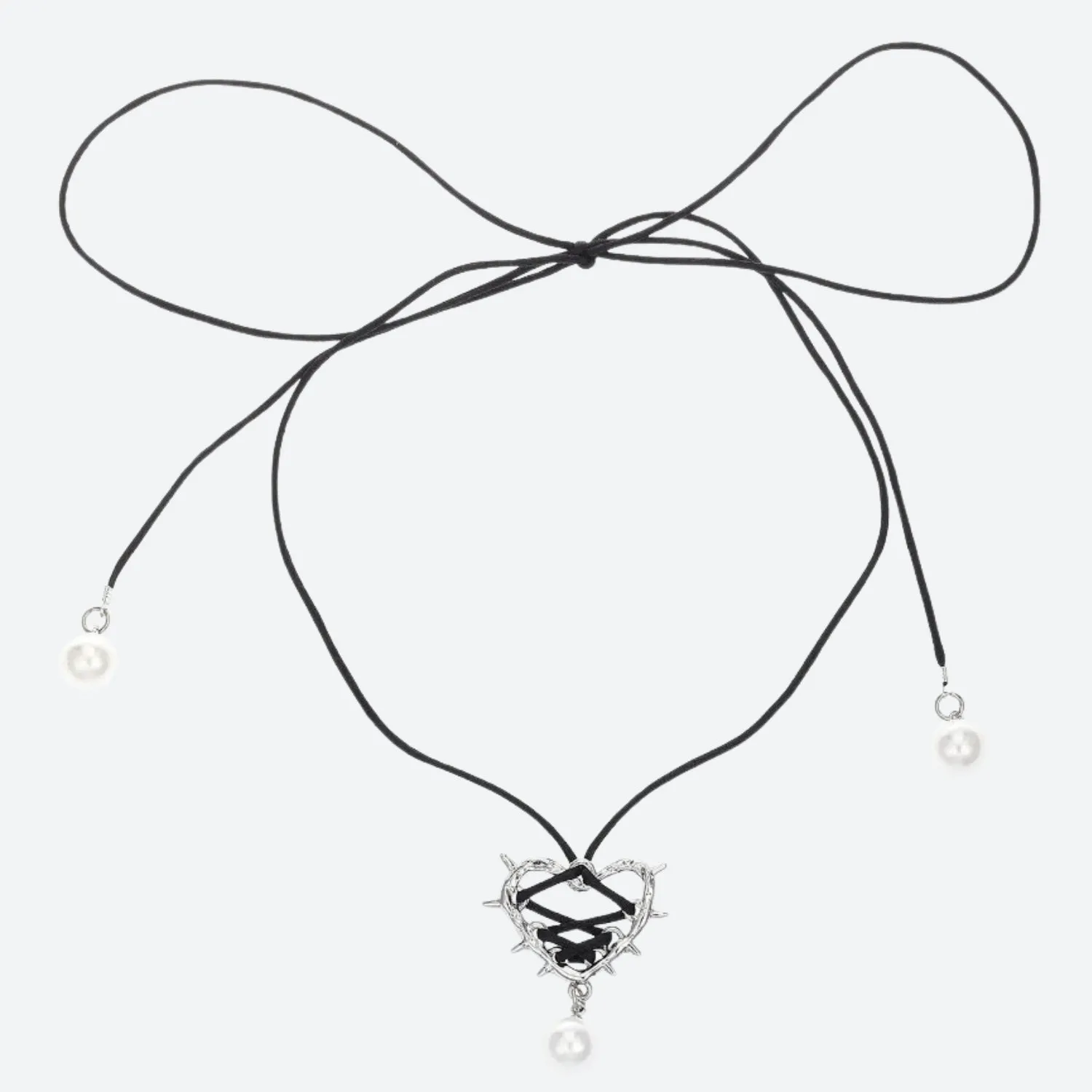 Y2K Coquette Barbed Heart Bow Tie Necklace